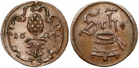 Augsburg, Stadt, Cu-Scheffelmarke 1624 Miedź, średnica: 18,9 mm, waga 1,61 g. 
Grade: XF+ 

WORLD COINS - GERMANY