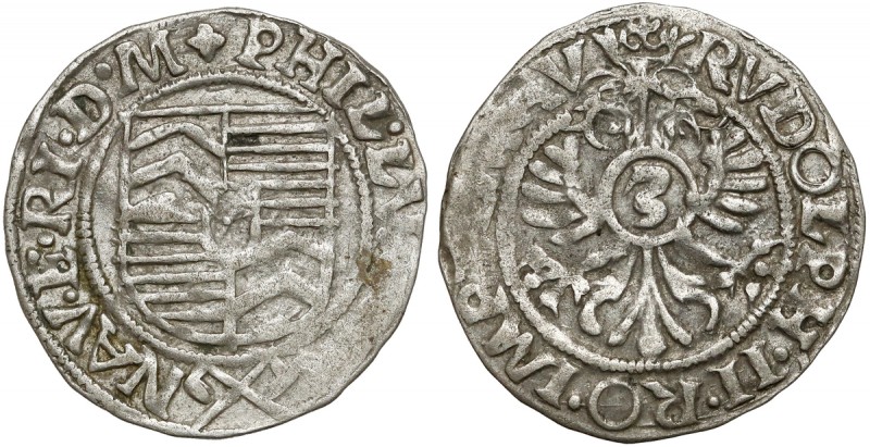 Hanau-Münzenberg Philipp Ludwig II (1580-1612), 3 Kreuzer o.J. 
Grade: VF 

W...