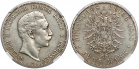 Deutschland, Preussen, 5 Mark 1888 A - klein Adler - selten
Prusy, 5 marek 1888 A - mały orzeł - rzadkie Rzadki typ z roku 3 cesarzy, wybity pod pano...
