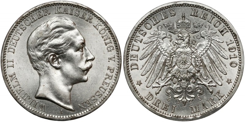 Deutschland, Preussen, 3 Mark 1910 A
Prusy, 3 marki 1910 A Piękny.
Reference: ...