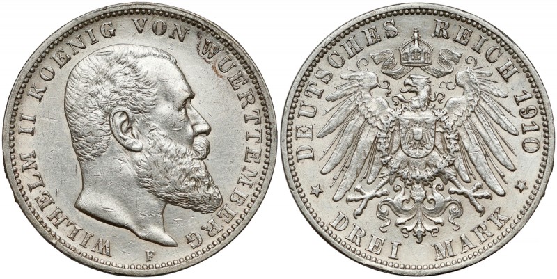 Deutschland, Württemberg, 3 Mark 1910 F
Wirtembergia, 3 marki 1910 F Moneta pol...
