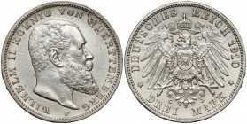 Deutschland, Württemberg, 3 Mark 1910 F
Wirtembergia, 3 marki 1910 F Moneta polakierowana.&nbsp; Reference: Jaeger 175
Grade: VF+/XF 

WORLD COINS...