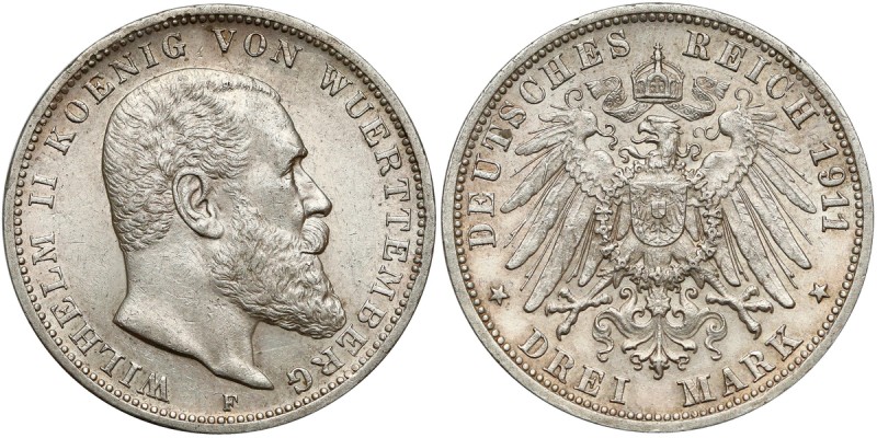 Deutschland, Württemberg, 3 Mark 1911 F
Wirtembergia, 3 marki 1911 F Reference:...