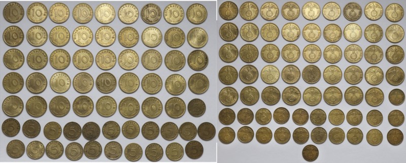 Deutsches Reich, 5 und 10 Pfennig - verschiedene Jahren und Münzstätten (64 Stüc...