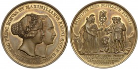 Deutschland, Bayern, Ludwig I., Medaille 1842 - Vermählung Maria und Maximillian
Niemcy, Bawaria, Ludwik I, Medal 1842 - Ślub księżnej Marii Pruskiej...