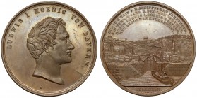Deutschland, Ludwig I, Medaille 1845 - Ludwig-Donau-Main-Kanal
Niemcy, Ludwik I, Medal 1845 - Budowa Kanału Ludwiga - Widok na Kellheim Sygnowany D /...
