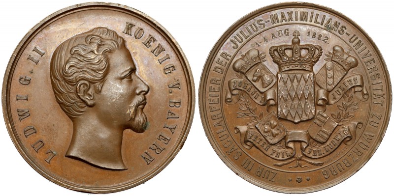 Deutschland, Bayern, Ludwig II., Medaille 1882 - 300. Jahr Universität Würzburg...