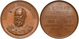 Deutschland, Bayern, Luitpold Wittelsbach - Aufenthalt in Nürnberg 1886 (Lauer)
Niemcy, Bawaria, Luitpold Wittelsbach, Medal na pobyt księcia w Norym...