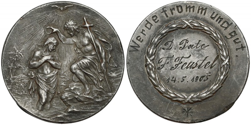 Deutschland, Taufmedaille mit eingravierten Datum 1905
Niemcy, Medal chrzcielny...