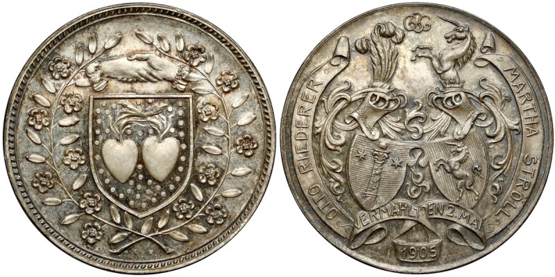 Deutschland, Vermählungsmedaille 1905, Otto Riederer und Martha Stroll
Niemcy, ...