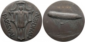 Deutschland, Medaille 1910 - auf die Fahrt des Grafen Zeppelin mit dem Parseval-Luftschiff
Niemcy, Medal 1910 - Podróż hrabiego Zeppelin na sterowcu ...