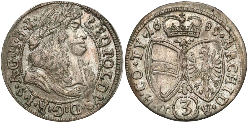 Österreich, Leopold I., 3 Kreuzer 1685, Hall
Austria, Leopold I, 3 krajcary 168...