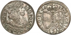 Österreich, Leopold I., 3 Kreuzer 1685, Hall
Austria, Leopold I, 3 krajcary 1685, Hall 
Grade: XF+ 

WORLD COINS - AUSTRIA