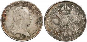 Österreich, Franz II., Taler 1795 H, Günzburg
Austria, Franciszek II, Talar 1795 H, Günzburg Srebro, średnica 39,6 mm, waga 29,16 g. Reference: Herin...