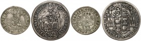 Österreich, Salzburg, 3 Kreuzer 1690 und 15 Kreuzer 1686 (2 Stücke)
Austria, Salzburg, 3 krajcary 1690 i 15 krajcarów 1686 (2szt) 
Grade: 2,3 

WO...