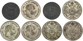Österreich-Ungarn, 20 Kreuzer + notgeld (4 Stücke)
Austro-Węgry, 20 krajcarów + 10 fen. 1919 Bydgoszcz - zestaw (4szt) 
Grade: VF+/XF 

WORLD COIN...