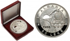 Albania, 50 leke 1988 - SREBRO Srebro .925, średnica 65 mm, waga&nbsp;168.15 g (katalogowa) Mennicza moneta w oryginalnym pudełku emisyjnym.&nbsp; Ref...