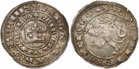 Czechy, Wacław II (1278–1305), Grosz praski Pięknie wybity, w gabinetowej patynie.&nbsp; Srebro, średnica 28,9 mm, waga 3,79 g.&nbsp; 
Grade: XF+ 
...