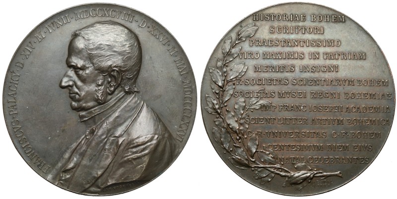 Czechy i Morawy, Medal 1876 - František Palacký Brąz, średnica 57,5 mm, waga 75,...