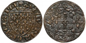 Francja, Liczman bez daty (1364/80) - AVE MARIA (tarcza) Moneta lakierowana. Brąz, średnica 25,5 mm, waga 4,06 g.&nbsp; 
Grade: VF-XF 

WORLD COINS...