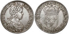Francja, Ludwik XIV, Ecu 1644 A - Paryż Reference: Krause KM#155.1
Grade: VF+ 

WORLD COINS - EUROPE France / Frankreich