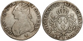 Francja, Ludwik XVI, Ecu 1790 I, Limoges Srebro, średnica 40,9 mm, waga 28,66 g.&nbsp; 
Grade: VF 

WORLD COINS - EUROPE France / Frankreich