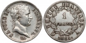 Francja, Napoleon Bonaparte, 1 frank 1811 A, Paryż Reference: Krause KM# 692.1
Grade: VF 

WORLD COINS - EUROPE France / Frankreich