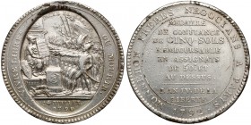 Francja, Medal 5 sols 1792 - srebrzony Miejscowe odpryski srebrzenia (b rąz srebrzony) 
Grade: VF+ 

WORLD COINS - EUROPE France / Frankreich