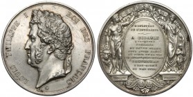 Francja, Ludwik Filip I, Medal 1839 - Ministerstwo Spraw Wewnętrznych Wyraźne zadrapania na awersie.&nbsp; Srebro, średnica 51,8 mm, waga 68,3 g

Gr...
