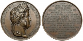 Francja, Ludwik Filip I, Medal 1845 - Poświęcenie kamienia węgielnego Wyższego Seminarium Duchownego Brąz, średnica 56,5 mm, waga 87,7 g

Grade: XF/...