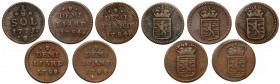 Luksemburg, 1/8 Sol i Demi Liard 1775-1789, zestaw (5szt) Reference: Krause KM# 5 i 10
Grade: F-VF 

WORLD COINS - EUROPE Luxembourg