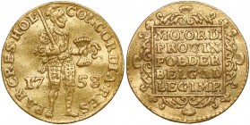 Niderlandy, Dukat 1758, Holland Złoto, waga 3.42 g
Reference: Friedberg 250
Grade: VF+ 

WORLD COINS - EUROPE Netherlands / Niederlande