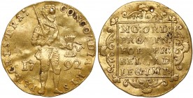 Niderlandy, Dukat 1792, Utrecht Moneta przedziurawiona.&nbsp; Złoto, waga 3.465 g
Reference: Friedberg 285
Grade: F 

WORLD COINS - EUROPE Netherl...