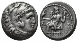 Kings of Macedon. Alexander III (336-323 BC). AR Drachm.
Obv. Head of Herakles to right, wearing lion’s skin headdress.
Rev. ΑΛΕΞΑΝΔΡΟΥ, Zeus seated o...