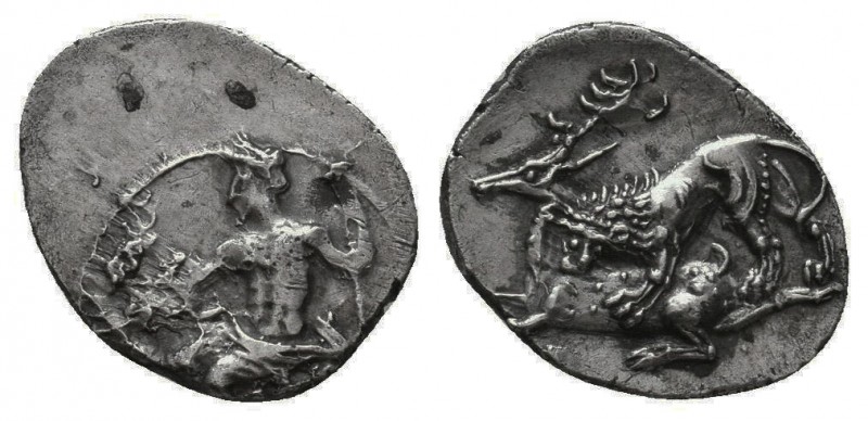 Cilicia, Satraps. Mazaios AR Obol. Tarsos, 361-334. Baaltars seated l., holding ...