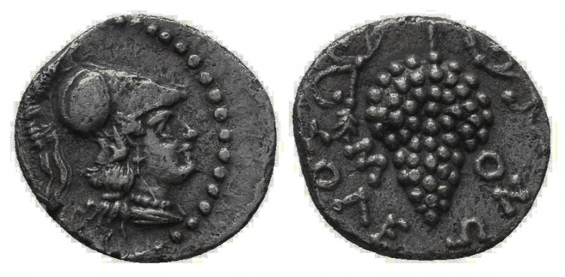 CILICIA, Soloi. Circa 350-330 BC. Obol. Head of Athena to right, wearing crested...