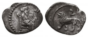 CILICIA, Tarsos. Mazaios. Satrap of Cilicia, 361/0-334 BC. AR Obol. 
Crowned figure of Artaxerxes III in the guise of Baaltars seated right, holding l...