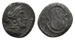 Cilicia, Tarsos. Balakros (Satrap of Cilicia, 333-323 BC). AR Obol. Helmeted head of Athena r. R/ Shield; B to l. SNG BnF 489a–b; SNG Levante 123. 

C...