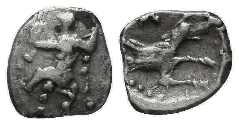 LYCAONIA. Laranda (?). Obol (4th century BC).
Obv: Bearded male head right Baalt...