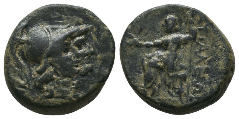 PAMPHYLIA. Attaleia. Ae (2nd-1st centuries BC).
Obv: Jugate helmeted heads of At...