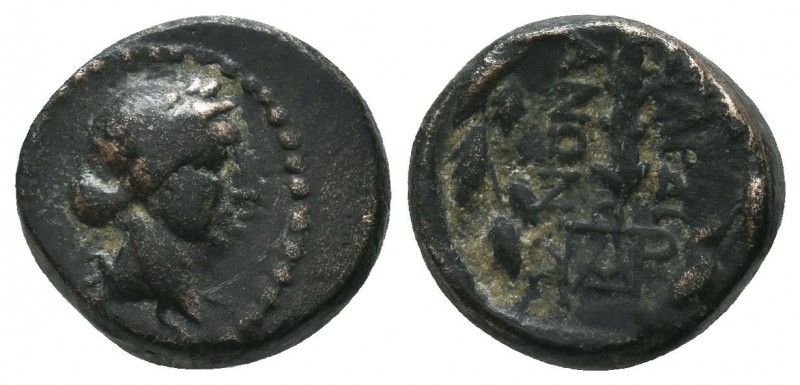 LYDIA. Sardes. Ae (2nd-1st centuries BC).
Obv: Laureate head of Apollo right.
Re...