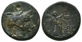 PONTOS. Amisos. Time of Mithradates VI Eupator (Circa 95-90 or 80-70 BC). Ae. Obv: Draped bust of Amazon right, wearing wolf skin; c/m: six-pointed st...