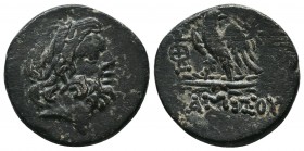 PONTOS. Amisos. Ae (Circa 95-90 or 80-70 BC). Struck under Mithradates VI Eupator.
Obv: Laureate head of Zeus right.
Rev: AMIΣOV.
Eagle standing left ...