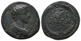 COMMAGENE. Doliche. Commodus, as Caesar, 166-177. Assarion . ΚΟΜΜΟΔΟС ΚΑΙС ΓЄΡΜΑ СΑΡΜΑΤ Bare-headed, draped and cuirassed bust of Commodus to right, s...