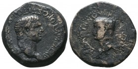 CILICIA. Olba. Titus, with Domitian (79-81). Ae.
Obv: AYTOKPATOPO? TITOY OYE??ACIANOY.
Bare head of Titus right.
Rev: ?OMITIANOY KAI?APO?.
Bare head o...