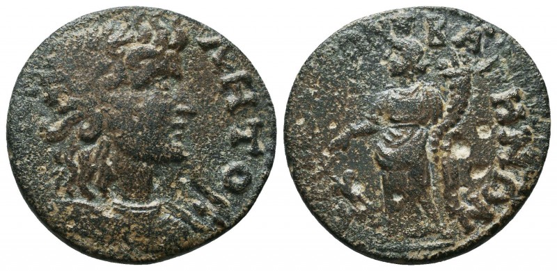 Lydia, Bagis. Civic Issue. Ca. A.D. 190-240. AE. CYNK-ΛHTOC, draped bust of yout...