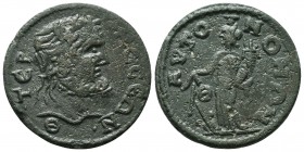 Termessos AE, 3rd Century AD Termessos Maior , Pisidia. Pseudo-autonomous AE, 3rd Century AD. Obv. TЄPMHCCЄΩN, laureate bust of Zeus right. Rev. AYTON...