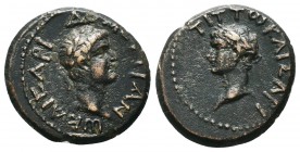 Roman Imperial & Provincial Titus with Domitian, as Caesars, under Vespasian, 69-79. Hemiassarion. Uncertain mint in Asia Minor. ΤΙΤΤω ΚΑΙΣΑΡΙ Laureat...