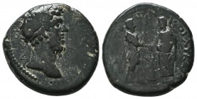 LYCAONIA, Barata. Lucius Verus. AD 161-169. Æ Laureate head right / BAPATEWN KOI ΛYKAONIAC, Marcus Aurelius, holding sceptre, standing right, clasping...