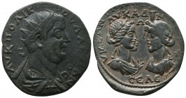 Cilicia.Valerian Æ of Seleucia ad Calycadnum, Cilicia. AD 253-260. Radiate, draped and cuirassed bust right / Confronted busts of Apollo and Tyche. SN...